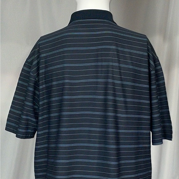 Large Nike Therma Fit Striped Dark Blue Golf Polo Excellent Condition - Picture 3 of 4